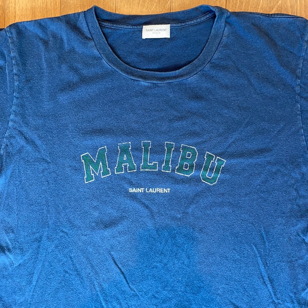 RARE ITEM!!! Saint Laurent Navy Blue Malibu T-Shirt